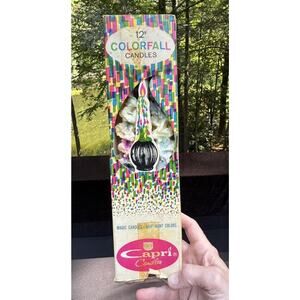 Vintage Capri Candles Magic Colorful Drip 12 Inch No 3416 In Original Box! -C13